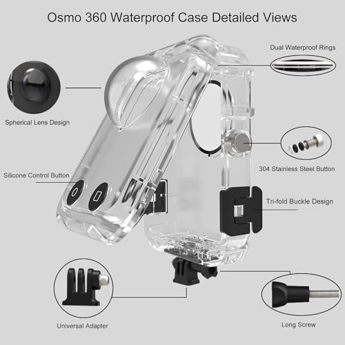 Image of Osmo 360 Waterproof Case, 40m /131FT Underwater Housing with 97% High Transmittance AR Coating Anti-Fog Scratch-Resistant for DJI Osmo 360 Protective Cover Diving Surfing Swimming Skiing