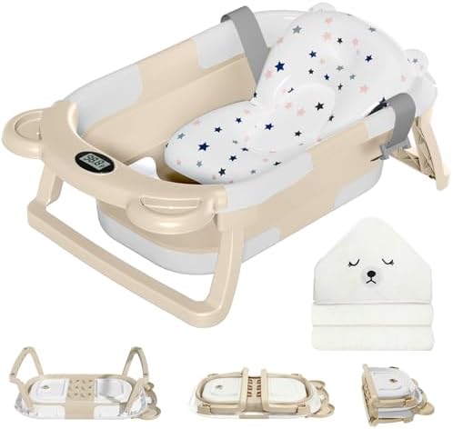 Amazon.com: MoreFeel Collapsible Baby Bathtub for Newborn with ...