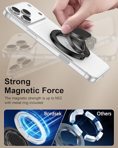 Image of Phone Grip for Magsafe Two-Sided Magnetic iPhone Stand with Kickstand Foldable Finger Ring Loop Compatible with Magsafe Accessories for Apple 17e 17 Pro Max 17 Air 16e 16 Plus 15 Pro 14 13 12 Mini