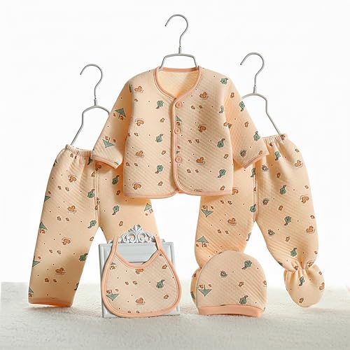 Image of Presents New Born Baby Winter Wear Printed Baby Clothes 5Pcs Sets 100% Cotton Boys Girls Unisex Baby Cotton /Winter or Flannel Suit Infant Clothes