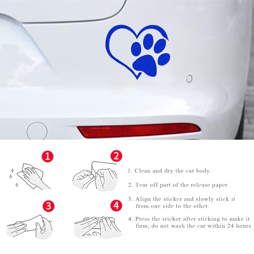 Image of DXNQ Blue Reflective Heart Paw Print Decal, 4.6 inch 3.7 inch, PET Material, Waterproof, Outdoor Use, Sticker