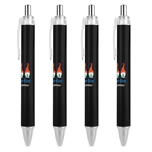 Bolígrafos de gel para concienciación del autismo, punta fina 0.5 mm tinta negra, pack de 4