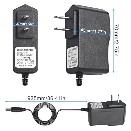 Image of DMX Controller 12V DC Power Adapter, 12V Guitar Pedal Power Supply, 12 Volt 1000mA Charger Cord for Piano Keyboard, Guitar Effects Pedals Adapter Center Negative
