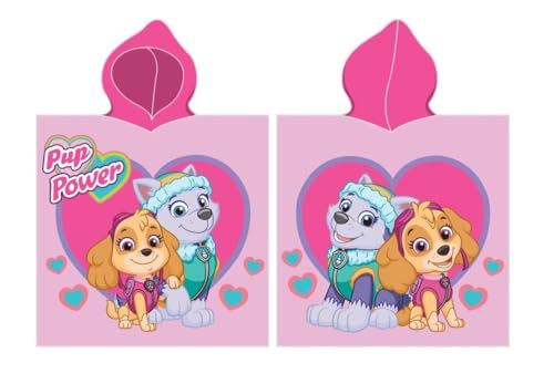 Paw Patrol Toalla Poncho Infantil con Capucha, Microfibra, 55 x 110 cm, Diseño Just Yelp For Help, Azul (Rosa)