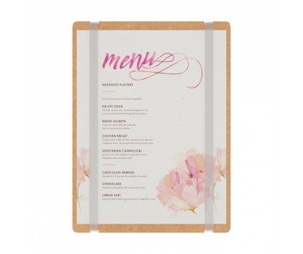 MDF Vertical Menu Board with Bands (Black Bands)
