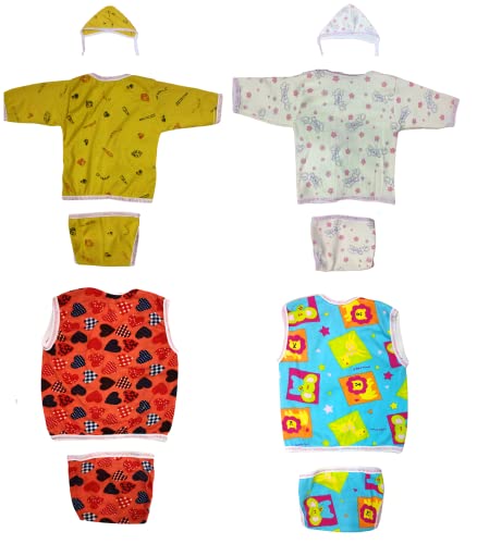 Image of TANGY Hosiery Newborn Baby Boy's and Baby Girls Jhabla Clothing Top Set(Pack of 4)