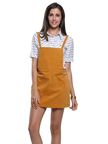 Choies Women's Black Square Neck Pinafore Suspender Overall Skirt Dress
