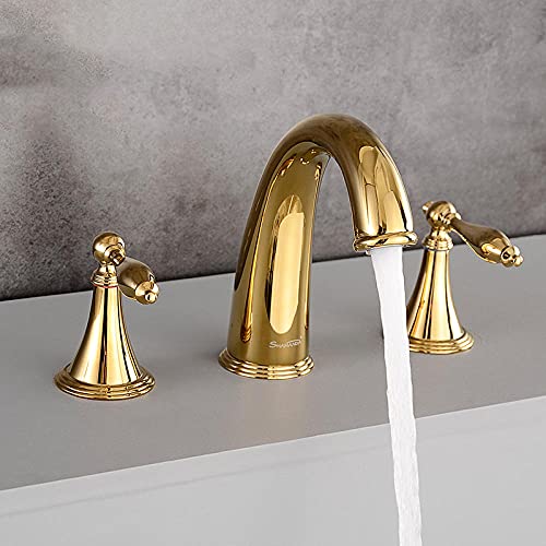 WANDOM Bañera dividida de cobre, grifo de tres piezas, cuarto de ducha, tanque de agua fría y caliente, grifo lateral-3 Cover