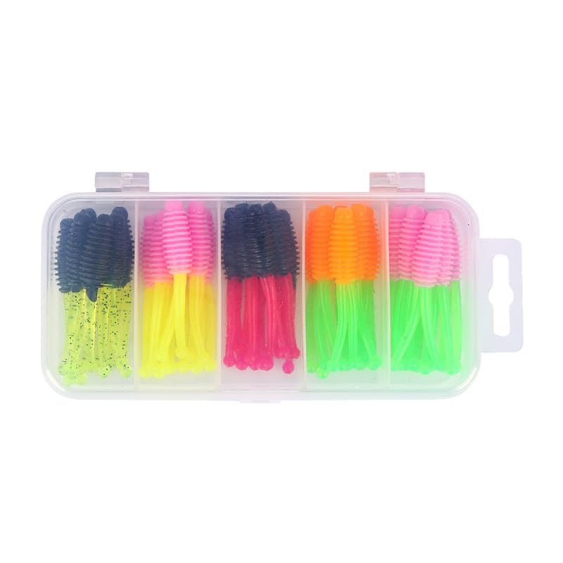 FOLANDO 30pcs Fishing Lures Soft Tail, big Soft Plastic Baits Kit for Fishing Trout Redfish Saltwater 5cm/1.2g