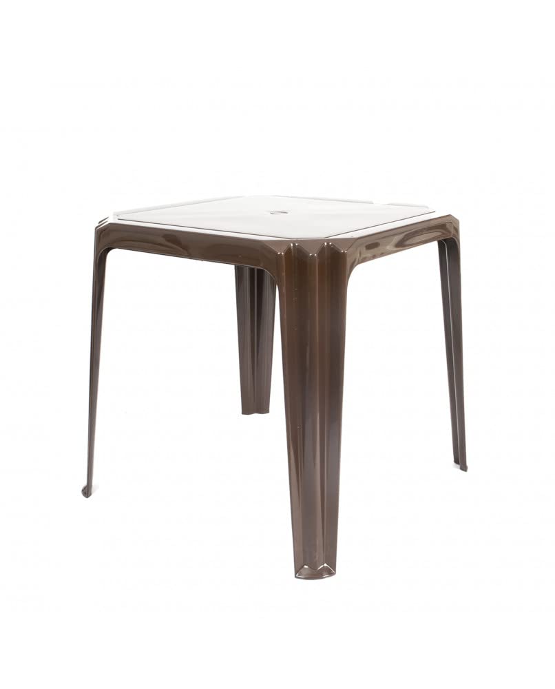 CREVICOSTA QUALITY MARK MARCAS DE CALIDAD - Conjunto Mesa Viana Monoblock + 4 sillas Caribe de Resina (Chocolate)
