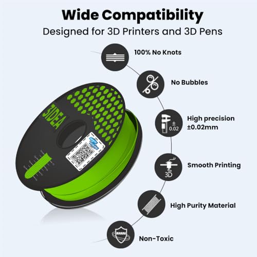 Image of 3Idea Technology Premium PLA+ Green 3D Printer Filament 1.75mm Dimensional Accuracy + /- 0.03mm Net Weight- 1 KG