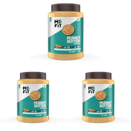 Image of MuscleBlaze Fit Classic Peanut Butter with Omega 3 & 6 (Crunchy, 1kg) | 25.5g Protein | Fibre Rich, No Trans Fat (Pack of 3)