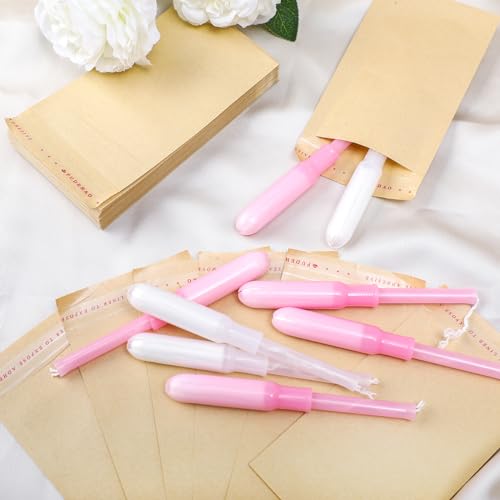 Saypacck 200 Pcs Tampons Disposal Bags Sanitary Napkin Disposal Bags Bulk Feminine Hygiene Disposal Bag Bulk Kraft Tampons Bag for Feminine Products with Self Adhesive for Women Girls, 5.91