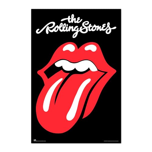 Grupo Erik: Poster Rolling Stones | Poster mural Rolling Stones 61 x 91,5 cm, Poster mural avec papier brillant et encadré, cadeau Rolling Stones, Poster Musique