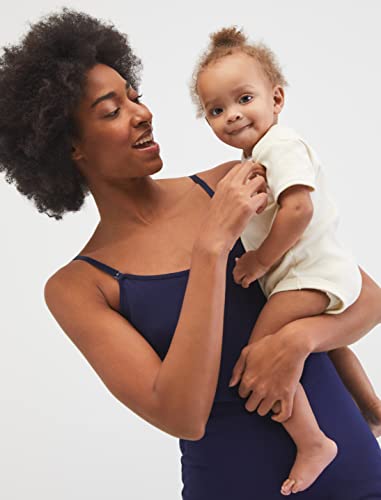 Motherhood Maternity Women's Clip Down Nursing Tank Top Cami with Adjustable Straps and Built-in Shelf Bra for Breastfeeding, Navy, X-Small - Thumbnail 3