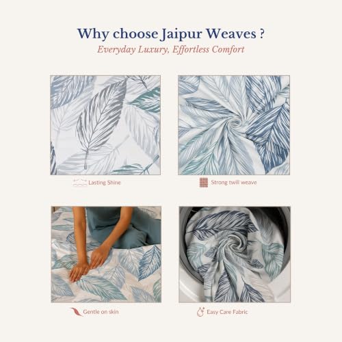 Image of Jaipur Weaves Single Bed Cotton Bedsheet with 1 Pillow Cover, 100% Pure Cotton Single Bedsheet 60x90 Inches, 240 TC Soft Breathable Bed Sheet - (Tealish Blue)