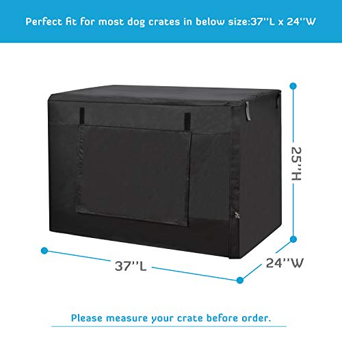 Honest Outfitters Dog Crate Cover 36 Inch Dog Kennel Cover For Medium Dog, Heavy Duty Oxford Fabric,With Double Door, Pockets And Mesh Window (37L X 24W X 25H,Black) #TOP1