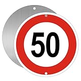 Ø30cm Höchstgeschwindigkeit 50km Verkehrszeichen, Aluminium Verkehrsschilder 50km, Reflektierend Wetterfest Verkehrszeichen Auffällig Geburtstag Schild für Außenbereich und 50er - Geburtstagsfeier