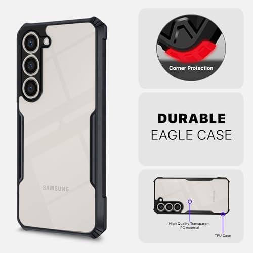 Image of Pikkme Samsung Galaxy S23 Plus Back Cover | Crystal Clear Transparent Back | Ultra Hybrid | Full Camera Protection | Raised Edge | Bumper Back Case (Black)
