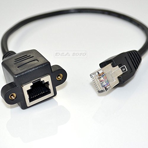Professional 2ft RJ45 Male - Female Screw Panel Mount Ethernet LAN Network Cable