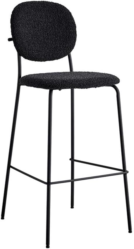 Pemberly Row Modern Boucle Bar Height Stools, Set of 2, 42 in Tall, Padded Seat with White Boucle Upholstery, Slender Powder-Coated Metal Frame, Footrest Included, Minimal Assembly, Home Bar Seating