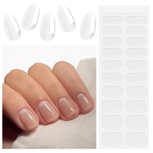 EBANKU 20PCS Uñas de Gel Pegatinas, Transparente Pegatinas Uñas Gel, Pegatinas Uñas Semipermanente Gel Solido Uñas con Lima de Uñas para Arte de Uñas DIY (Requiere Lámpara UV/LED)