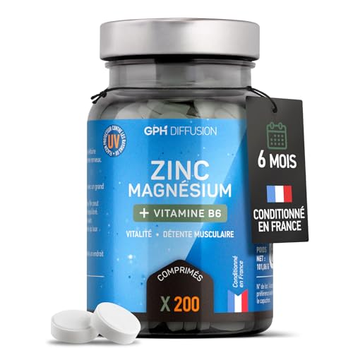 Magnésium marin + Zinc + B6-200 Comprimés - Vitalité - Détente Musculaire - GPH DIFFUSION