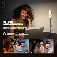 NEEWER Basics 5"/13 cm Tisch Ringlicht mit Ständer, 10 W LED, Schwarz BR60 – Ansicht 3