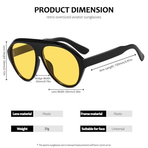 Retro Oversized Aviator Sunglasses for Women Vintage Trendy 70s Large Aviators Sun Glasses UV Protection4