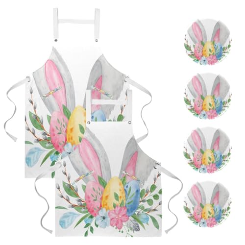 Tablier de serveuse pour cuisine et pâtisserie à motif aquarelle de Pâques