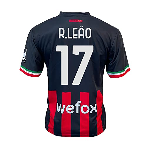ZeroPlayer Raphael Leao 17 Personalised Name and Number Milan Jersey, Home 2022 2023 Official Replica, Red, Black - Image 3
