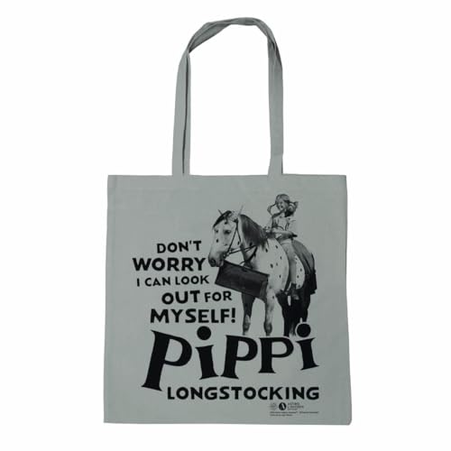 Logoshirt® Pippi Calzaslargas I Cita I Bolsa de algodón I Impresa I Asas largas I gris I Diseño original con licencia