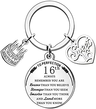 SDOFY 16th Birthday Gifts for Girls Boys Sweet Inspirational Keyring Gifts for Daughter Son Nephew Niece Best Friend (16th)