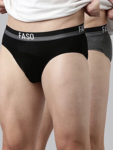 Image of FASO Men's Cotton Briefs | Ultra-Soft Durable Waistband | Modern Square Cut Fit | Tagless & Label-Free Comfort