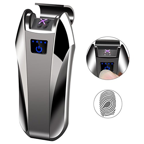 Yangers Sigaret Elektronische Aansteker USB Oplaadbare Dual Dubbele Boog Puls Plasma Winddicht Geen Gas Navulling Sigarettenkaars (Zwart)