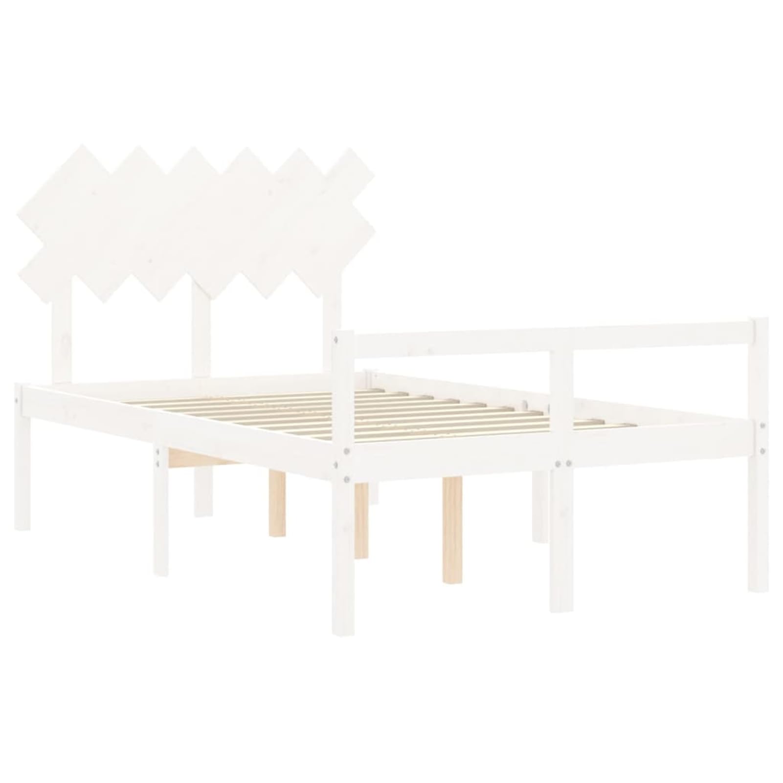 Massives Kiefernholzbett 195,5x125,5cm, 45cm Bodenhöhe, ohne Matratze - Seniorengerecht Model3195517