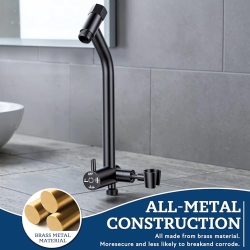 Image of G-Promise Metal Shower Diverter with Low Handheld Holder, 3-Way Diverter Valve with Pause Mode for Handheld and Fixed Shower Head, 4-Setting Universal Bathing Replacement(9 Inch, Matte Black)