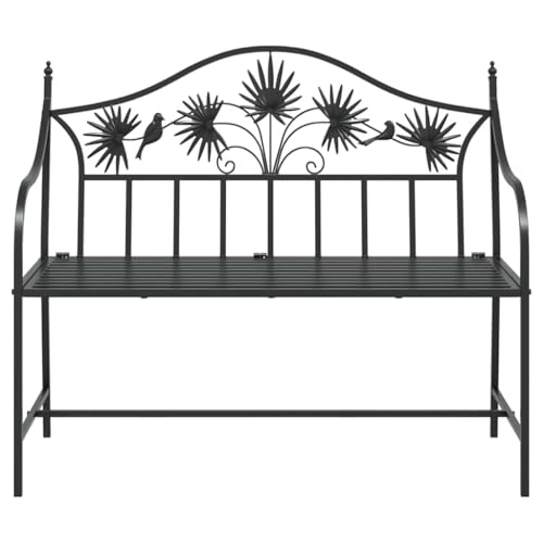 Banc de jardin en acier noir avec dossier pour terrasse