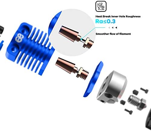 Great Design All Metal Dragonfly HOTEND BMS Bimetal Heatbreak Plated Copper Nozzle, Heater Block for Upgrade CR10 Ender 3s Ender 3 Pro V2 CR-10 Ender 5 Pro 3D Printer (BMS)