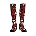 Supdreamc Women's Fashion Lightweight Socks Red Rose Skull, Cute Compression Knee High for Daily Wear Running Hiking Travel Casual Comfort
