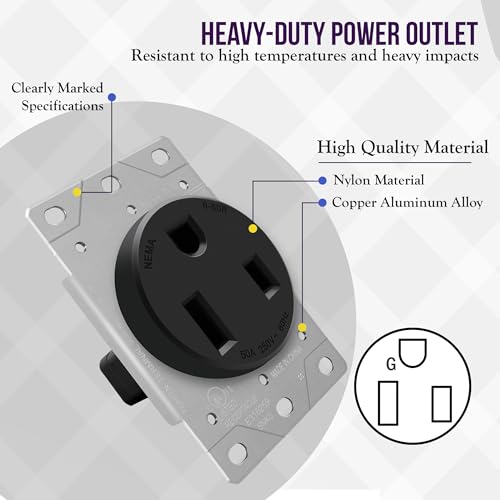 ENERLITES NEMA 6-50R 50A 250V Power Outlet, Black with Wall Plate by ENERLITES - Used condition - Image 6