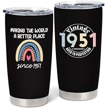 75th Birthday Gifts for Women - Gifts for 75 Years Old Woman - 1951 Birthday Gift for Women - 75th Birthday Decorations Gift, 20 oz Stainless Steel Tumbler With Lid & Straw