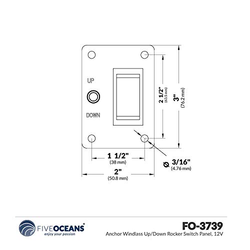 image for Five Oceans FO3739-M2 Anchor Windlass Up/Down Rocker Switch Panel, 12V