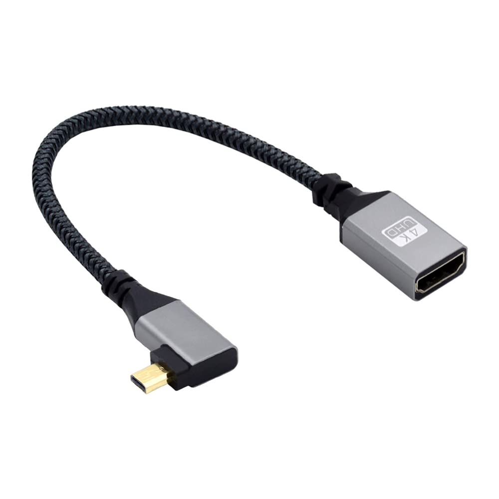 4K typ D Micro HDMI 1.4 wtyczka 90 stopni zagięta w lewo na gniazdo HDMI kabel przedłużający do kamery DV MP4 DC Laptop
