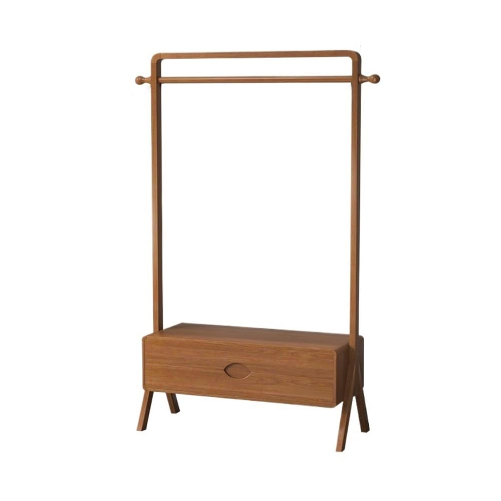 B3F7M4R9J2 Coat Rack Solid Wood Clothes Hanger Floor Household Bedroom Room Storage Vertical Bedside Simple Coat Rack(Walnut,Medium)