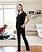 Rnxrbb V Neck Nursing Pajamas Set 3 Pack Postpartum Pjs Breastfeeding Sleepwear for Women Double Layer with Pockets,Black-2XL