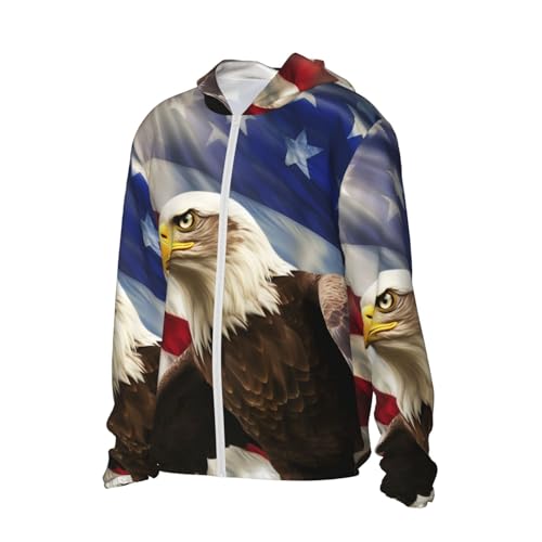 Men's Sun Protection Hoodie UPF 50+ American USA Flag Eagle Art Rash Guard Long Sleeve Women's Sun Shirts Lightweight2