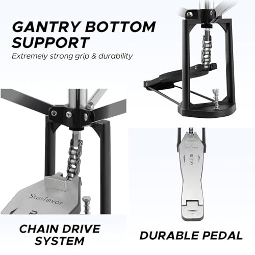 Starfavor Hi-Hat Stand Double Braced 3-Leg with Non-Slip Rubber Feet Adjustable Height 30.71''-36.22'', Premium Zinc Alloy Frame for Sturdiness ST-700 - Thumbnail 4