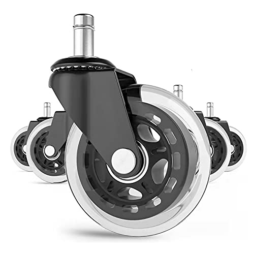 Asofcof Office Chair Wheels Replacement Rubber Chair casters for Hardwood Floors and Carpet, Set of 5, Heavy Duty Office Chair Ball casters for Chairs to Replace Office Chair mats - Universal fit