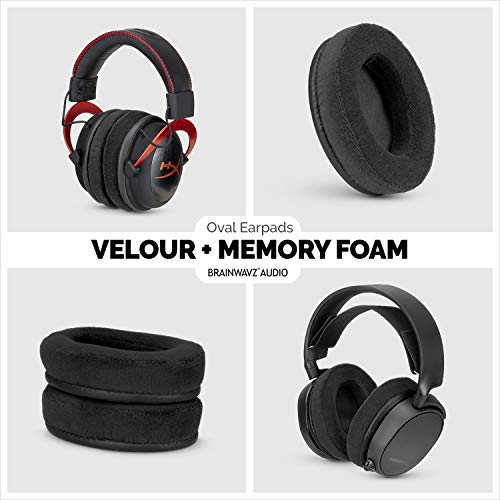 Velor Replacement Ear Pads for HyperX Cloud & Alpha, ATH M50X, Steelseries Arctis, Logitech G Pro & More Headphones, Soft Velour, Memory Foam & Long Lasting Earpads by Brainwavz - Black by BRAINWAVZ - Image 6